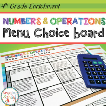 Preview of Numbers and Operations Enrichment Choice Board – 4th Grade – Distance Learning