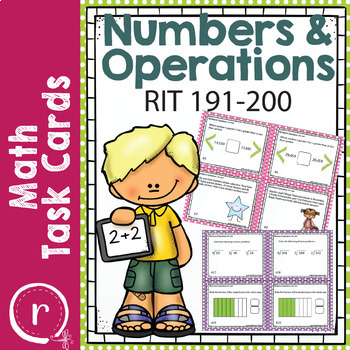 Preview of NWEA MAP Prep Math Practice Task Cards Numbers Operations RIT Band 191-200