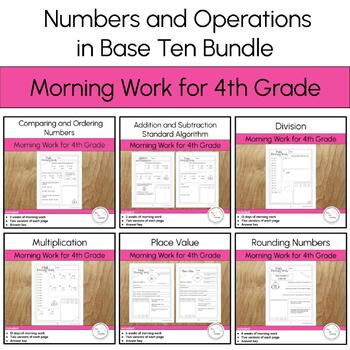 Preview of Numbers and Operations in Base Ten 4th Grade Math Morning Work Bundle