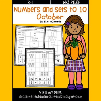Preview of Fall Numbers 1-10 | October | Counting to 10 Worksheet | Cut and Paste