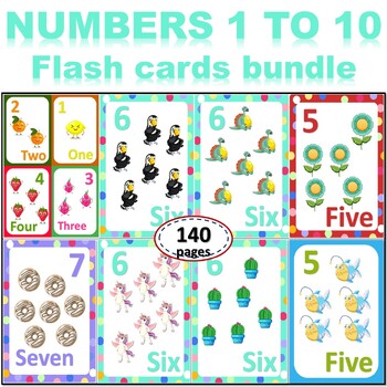 Preview of Numbers flash card Bundle with 10 theme/Kindergarten 1 to 10 Activities