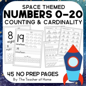 Preview of Numbers from 0-20 - NO PREP Packet - Space Themed Counting & Cardinality