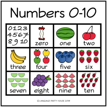 numbers in english fruit printables 0 10 by language party house