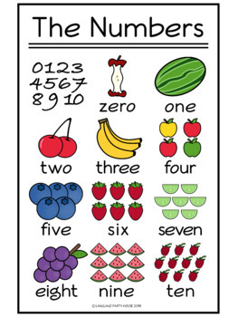 numbers in english fruit printables 0 10 by language party house