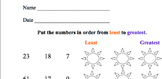 Numbers in Order From Least to Greatest