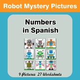 Numbers in Spanish - Math Mystery Pictures / Color By Numb