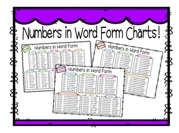 Preview of Numbers in Word Form Charts!