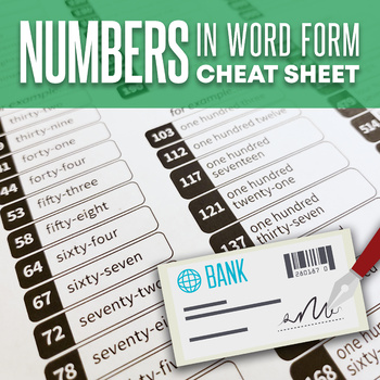Preview of Numbers in Word Form Cheat Sheet: Great for Writing Checks!