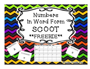 Preview of Numbers in Word Form SCOOT {FREEBIE}