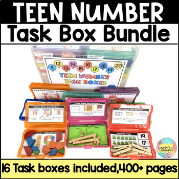 Preview of Numbers in the teens activities | Teen numbers 11-20 task box Bundle