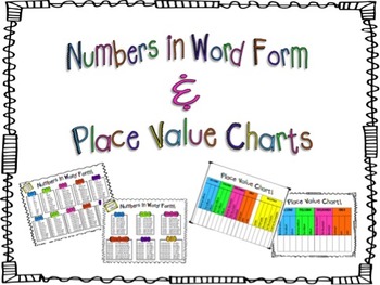 Preview of Numbers in Word Form and Place Value Charts!