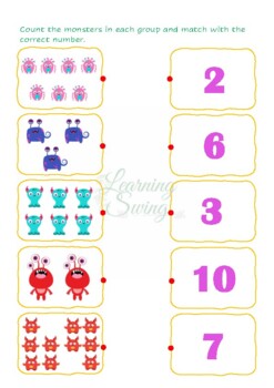 numbers matching worksheet 1 10 by learning swing tpt