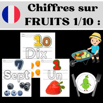 Preview of Numbers on FRUITS 1/10 meaning in Frensh