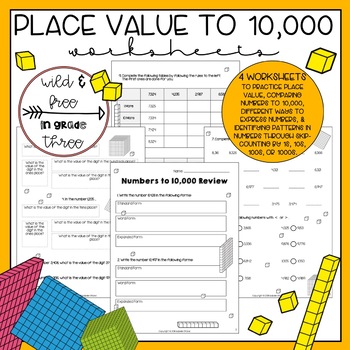 numbers to 10000 place value printable worksheets and study guide