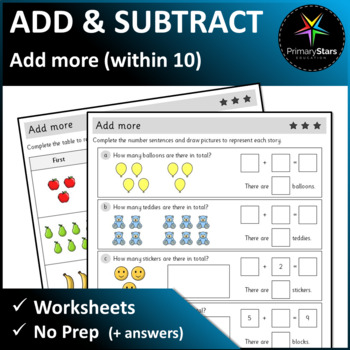 Preview of Numbers to 10 - Add More Worksheets - Singapore Math Mastery