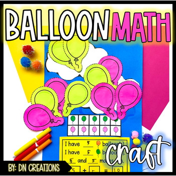 Preview of Balloon Craft l Kindergarten Math Craft l Summer Math Paper Craft