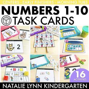 Preview of Numbers to 10 Centers for Kindergarten | Numbers 1-10 Math Task Cards