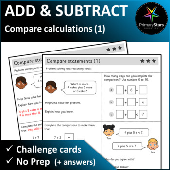 Preview of Numbers to 10 - Compare Statements (1) - Challenge Task Cards - Singapore Math