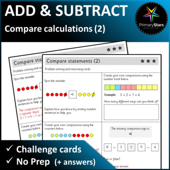 Preview of Numbers to 10 - Compare Statements (2) - Challenge Task Cards - Singapore Math