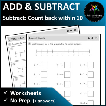 Preview of Numbers to 10 - Count Back Subtraction - Worksheets - Singapore Math Mastery