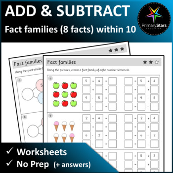 Preview of Numbers to 10 - Fact Families (8 Facts) - Worksheets - Singapore Math Mastery