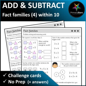 Preview of Numbers to 10 - Fact Families - Challenge Task Cards - Singapore Math Mastery