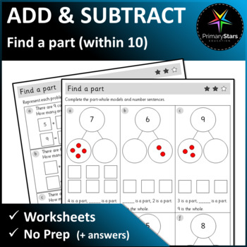 Preview of Numbers to 10 - Find a Part Worksheets - Singapore Math Mastery