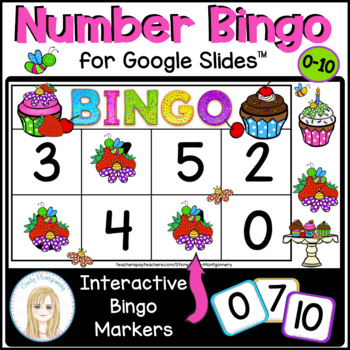 Numbers to 10 Interactive Bingo Game for Google Slides™ by Cindy Montgomery