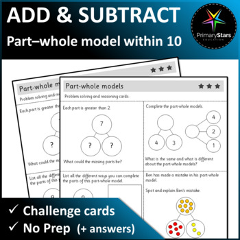 Preview of Numbers to 10 - Part Whole Models - Challenge Task Cards - Singapore Math