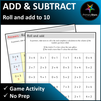 Preview of Numbers to 10 - Roll and Add Game - Singapore Math