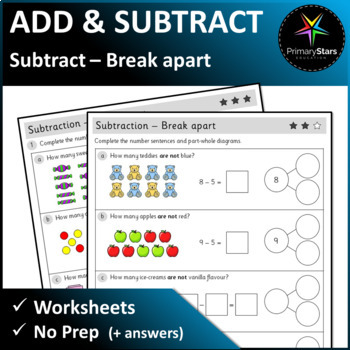 Preview of Numbers to 10 - Subtraction - Break Apart - Worksheets - Singapore Math Mastery