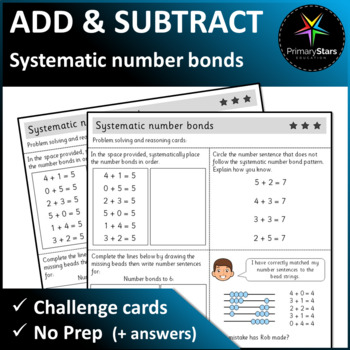 Preview of Numbers to 10 - Systematic Number Bonds - Challenge Task Cards - Singapore Math