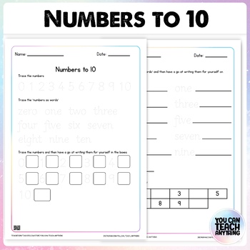 Preview of Numbers to 10 Trace and Learn | Numbers as Words | Kindergarten Maths