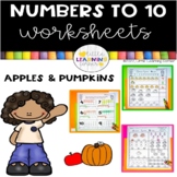 Numbers to 10 Worksheets APPLES and PUMPKINS Practice