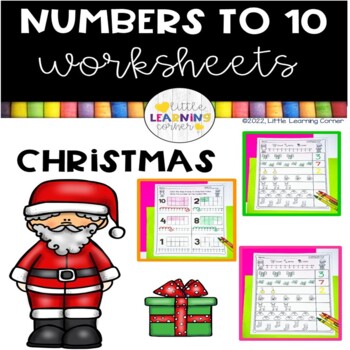 Preview of Numbers to 10 Worksheets CHRISTMAS Practice