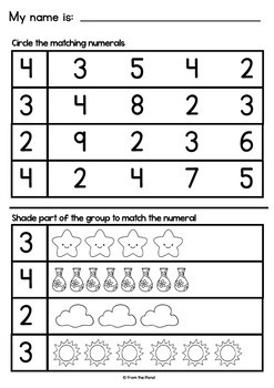 Number Worksheets for Number Sense Kindergarten by From the Pond