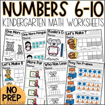 Preview of Numbers to 10 Worksheets and Activities - Kindergarten Math Unit Counting to 10