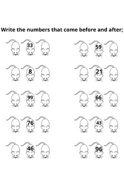 Numbers to 100 , Number Before After Worksheets by Pro Mtk | TPT