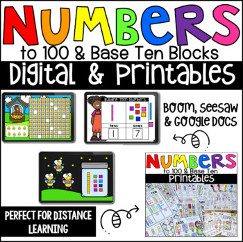 Preview of Numbers to 100 and Base Ten Printable and Digital Activities for Kindergarten