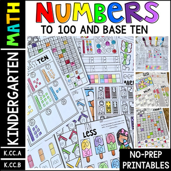 Preview of Numbers to 100, Counting to 100, Place Value & Base Ten Activities Kindergarten