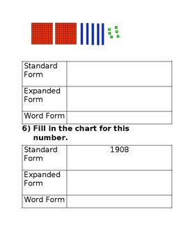 Preview of Numbers to 1000 Pre-Test or Post-Test Quiz With Rubric