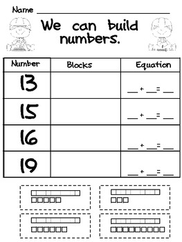Numbers to 11 to 19- Kindergarten Base Ten- NBT K.1 by Melissa Williams
