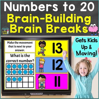 Preview of Numbers to 20, Counting with Brain Breaks Movement Google Slides PowerPoint