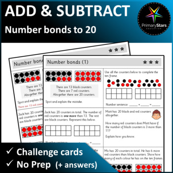 Preview of Numbers to 20 - Number Bonds - Challenge Task Cards - Singapore Math Mastery