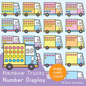 Preview of Numbers to 20 Poster - Rainbow Trucks