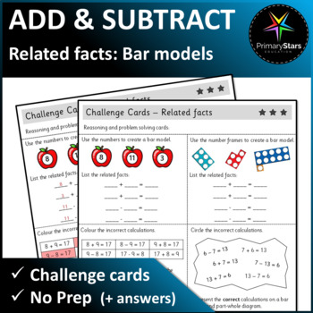 Preview of Numbers to 20 - Related Facts Bar Models - Challenge Cards - Singapore Math