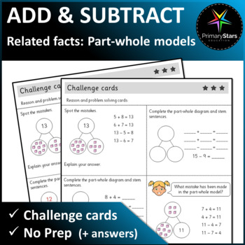 Preview of Numbers to 20 - Related Facts Part Wholes - Challenge Cards - Singapore Math