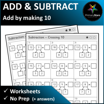 Preview of Numbers to 20 - Subtraction Crossing 10 Activity - Singapore Math