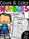 Numbers to 20 Worksheets - Count and Color Numbers