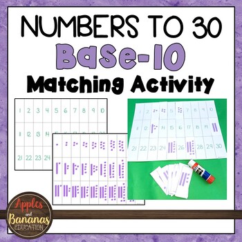 Preview of Numbers to 30 - Base-Ten Matching Activity FREEBIE